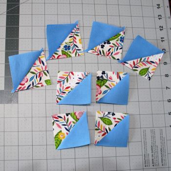 8 at a time half square triangle blocks