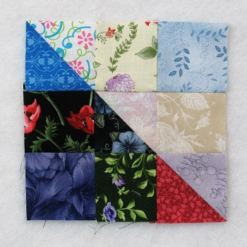 scrappy split nine patch quilt block