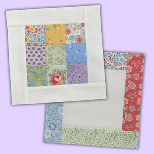 framed nine patch and square quilt blocks