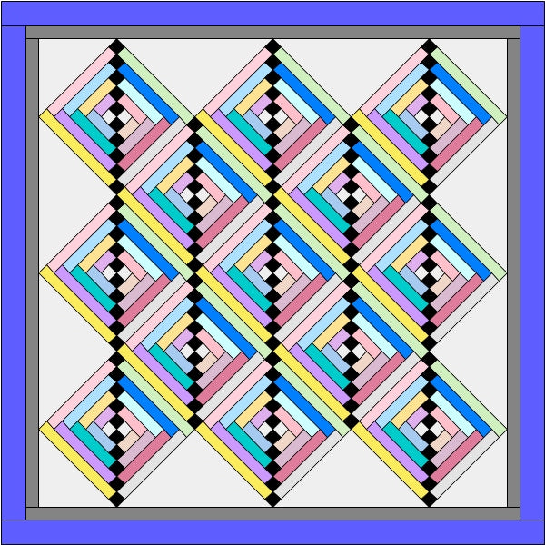 Streak of Lightning Quilt Block On Point Layout