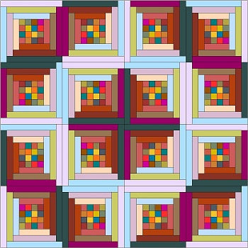 Four Patch Log Cabin Quilt Layouts – fabric-406