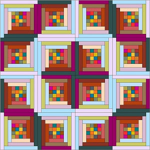 Four Patch Log Cabin Quilt Layouts
