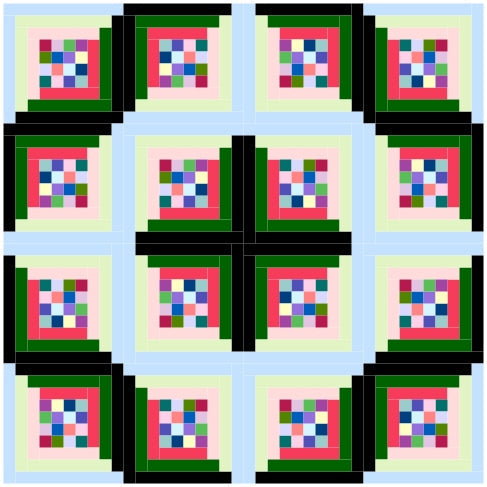 Four Patch Log Cabin Quilt Layouts – fabric-406